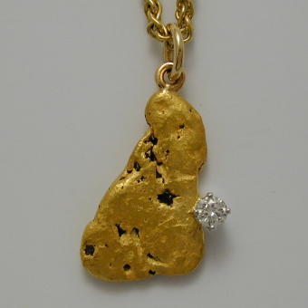 Nugget & Diamond Pendant